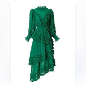 Casual Dresses Women Long Sleeve Tierred Ruffle Stand Collar Dress